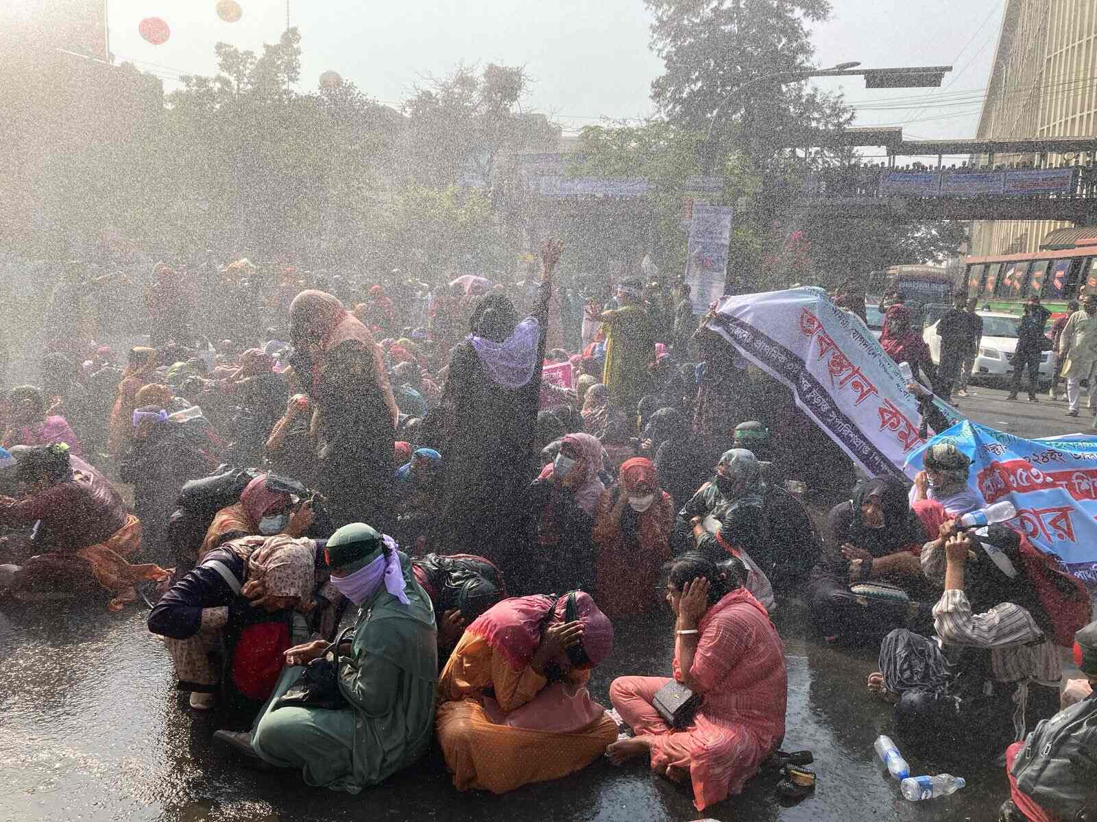 Repeated baton charges and water cannon firing on primary school teachers by Police.